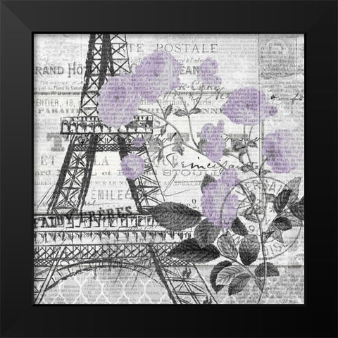 Paris Script Purple 1 Black Modern Wood Framed Art Print by Kimberly, Allen