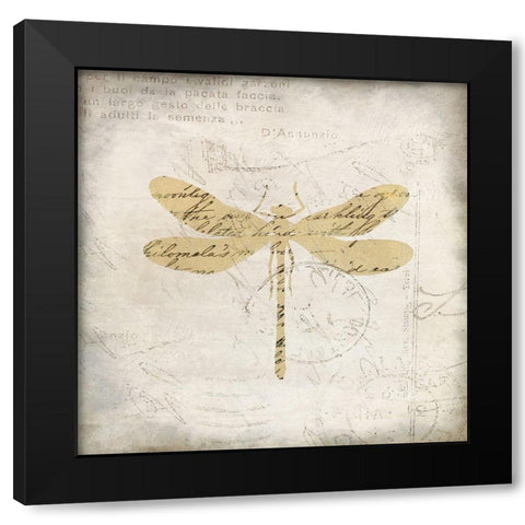 Dragonfly Letters 1 Black Modern Wood Framed Art Print with Double Matting by Kimberly, Allen