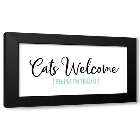 Cats Welcome White Black Modern Wood Framed Art Print with Double Matting by Louise, Gigi