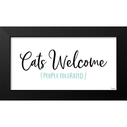 Cats Welcome White Black Modern Wood Framed Art Print by Louise, Gigi