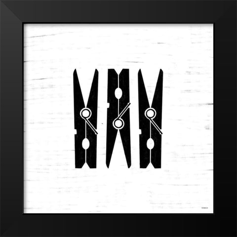 Clothespins Black Modern Wood Framed Art Print by Louise, Gigi