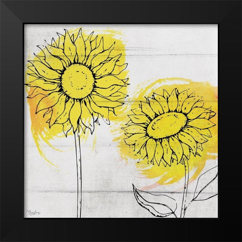 Two Sunflowers Black Modern Wood Framed Art Print by Louise, Gigi