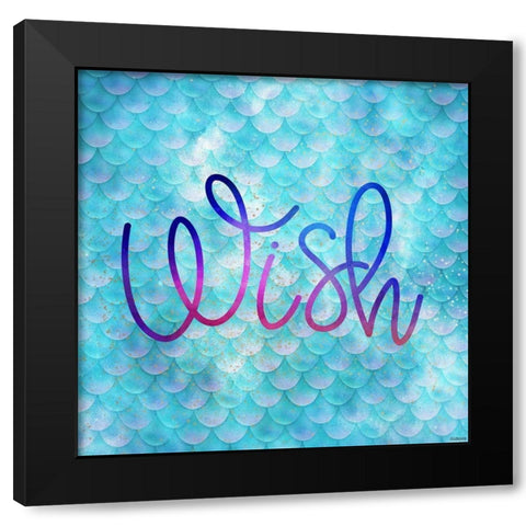 Wish Mermaid Black Modern Wood Framed Art Print by Louise, Gigi
