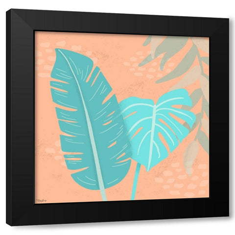 Tropical Leaves 1 Black Modern Wood Framed Art Print with Double Matting by Louise, Gigi