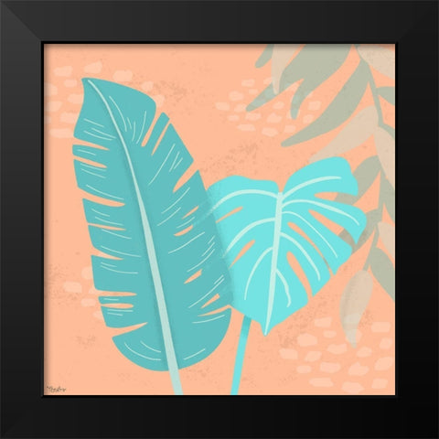 Tropical Leaves 1 Black Modern Wood Framed Art Print by Louise, Gigi