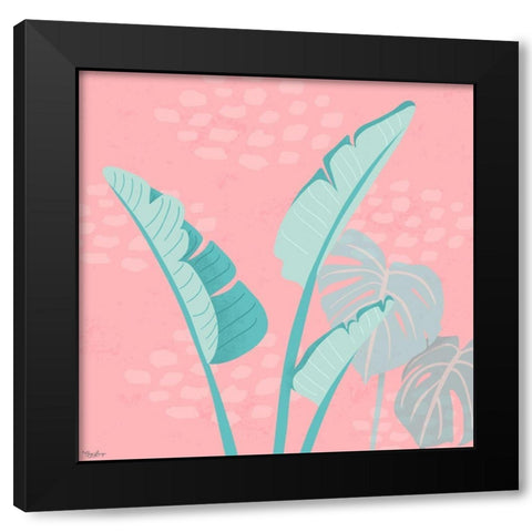 Tropical Leaves 2 Black Modern Wood Framed Art Print with Double Matting by Louise, Gigi