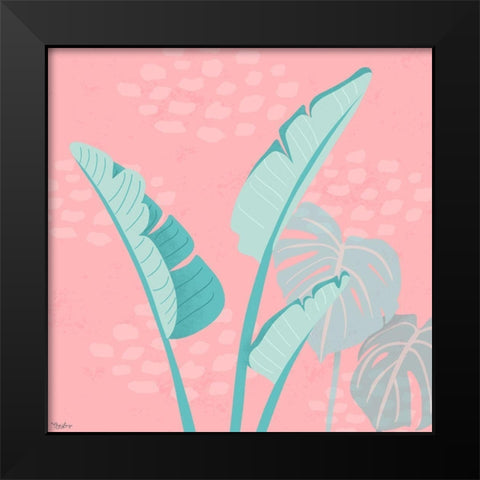 Tropical Leaves 2 Black Modern Wood Framed Art Print by Louise, Gigi