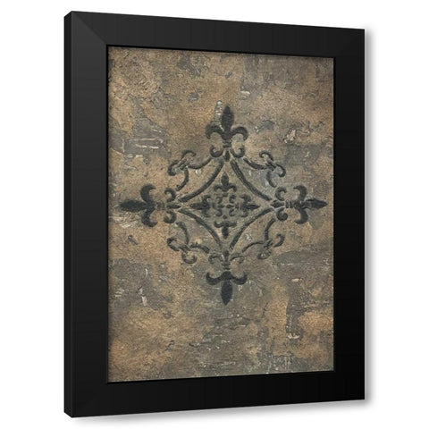 Fleur de Lis Medallion Black Modern Wood Framed Art Print with Double Matting by Emery, Kristin