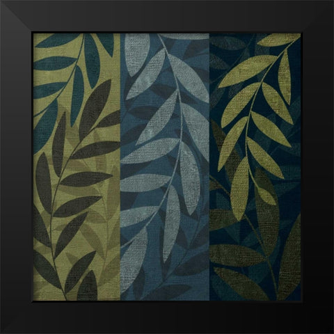 Green and Blue 3 Panel II Black Modern Wood Framed Art Print by Emery, Kristin