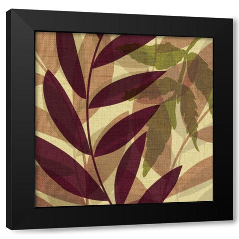 Purple and Yellow Leaves II Black Modern Wood Framed Art Print with Double Matting by Emery, Kristin