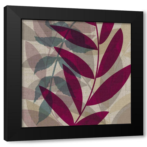Purple and Green Leaves II Black Modern Wood Framed Art Print with Double Matting by Emery, Kristin