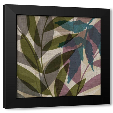 Purple Green Leaves Black Modern Wood Framed Art Print with Double Matting by Emery, Kristin