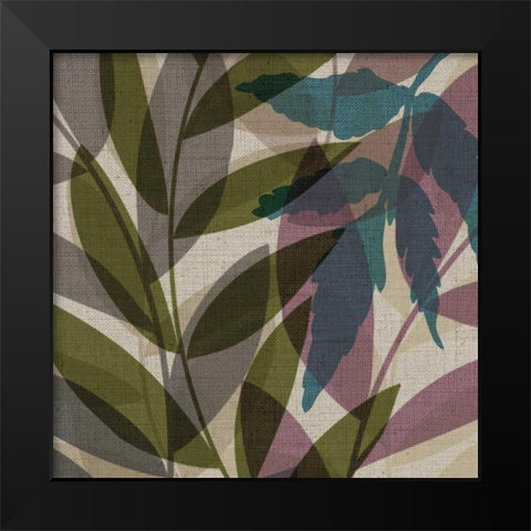 Purple Green Leaves Black Modern Wood Framed Art Print by Emery, Kristin