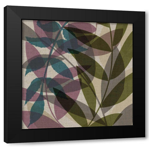 Purple Green Leaves Mate Black Modern Wood Framed Art Print by Emery, Kristin