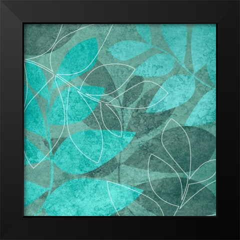 Teal Leaves I Black Modern Wood Framed Art Print by Emery, Kristin