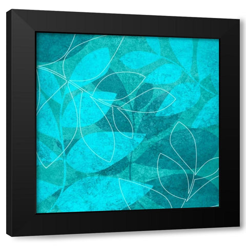 Turquoise Leaves I Black Modern Wood Framed Art Print by Emery, Kristin