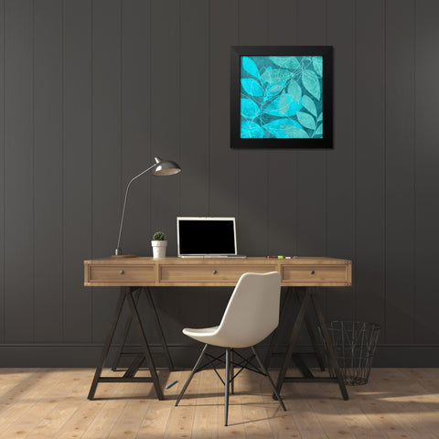 Turquoise Leaves II Black Modern Wood Framed Art Print by Emery, Kristin