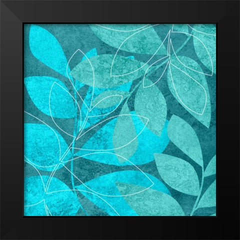 Turquoise Leaves II Black Modern Wood Framed Art Print by Emery, Kristin