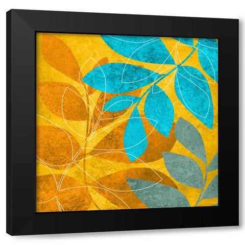 Aqua Leaves 2 Black Modern Wood Framed Art Print with Double Matting by Emery, Kristin