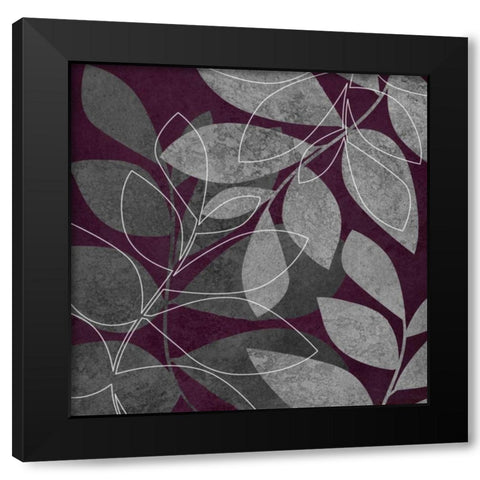 Gray and Purple Leaves II Black Modern Wood Framed Art Print by Emery, Kristin