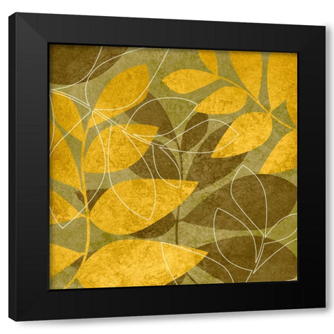 Yellow and Brown Leaves I Black Modern Wood Framed Art Print by Emery, Kristin