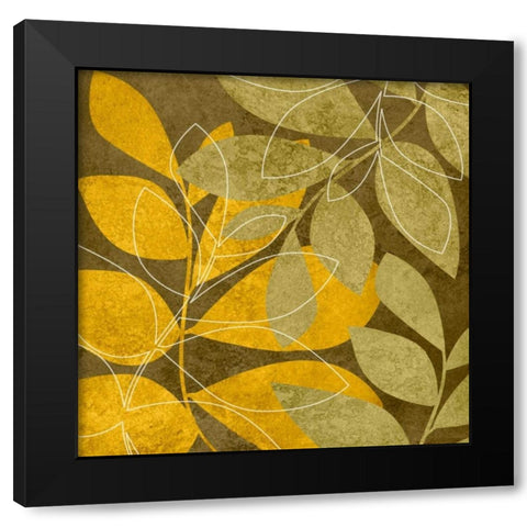 Yellow and Brown Leaves II Black Modern Wood Framed Art Print with Double Matting by Emery, Kristin