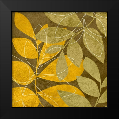 Yellow and Brown Leaves II Black Modern Wood Framed Art Print by Emery, Kristin