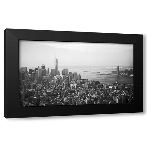 A Fly Over The City 1 Black Modern Wood Framed Art Print with Double Matting by Colberg, Lisa