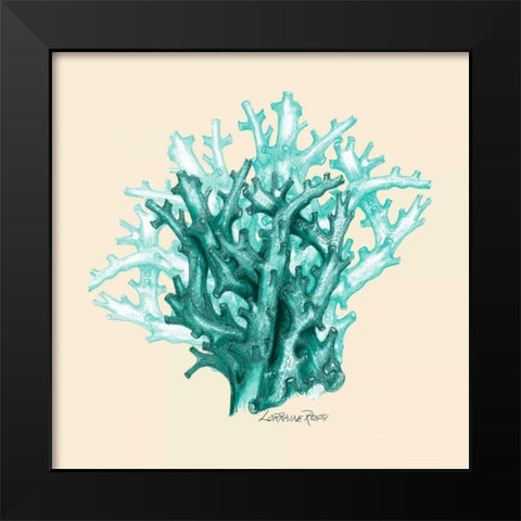 Teal Beige Coral Black Modern Wood Framed Art Print by Rossi, Lorraine