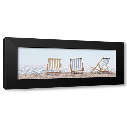 Beach Chairs Black Modern Wood Framed Art Print by Straatsma, Leah