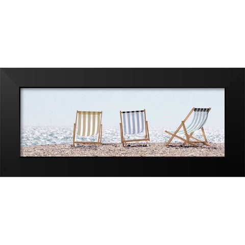 Beach Chairs Black Modern Wood Framed Art Print by Straatsma, Leah