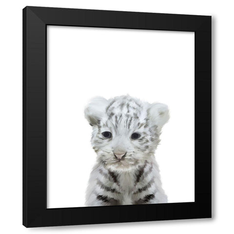 White Tiger Black Modern Wood Framed Art Print with Double Matting by Straatsma, Leah