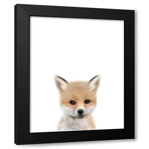 Woodland Fox Black Modern Wood Framed Art Print with Double Matting by Straatsma, Leah