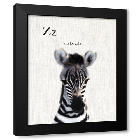Baby Zebra Linen Black Modern Wood Framed Art Print with Double Matting by Straatsma, Leah