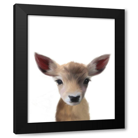 Baby Deer Black Modern Wood Framed Art Print by Straatsma, Leah