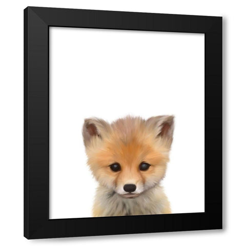 Baby Fox Black Modern Wood Framed Art Print by Straatsma, Leah