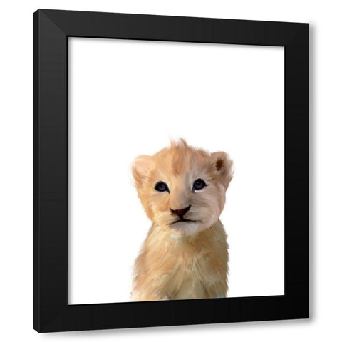 Baby Lion Black Modern Wood Framed Art Print by Straatsma, Leah