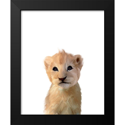 Baby Lion Black Modern Wood Framed Art Print by Straatsma, Leah