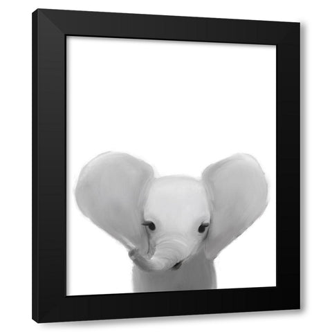 Baby Elephant Black Modern Wood Framed Art Print by Straatsma, Leah
