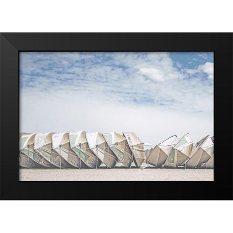 Wooden Boats Black Modern Wood Framed Art Print by Straatsma, Leah