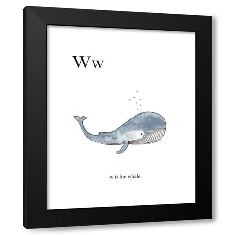 Ww Is For Whale Black Modern Wood Framed Art Print with Double Matting by Straatsma, Leah