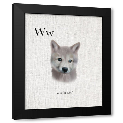 W is for Wolf Black Modern Wood Framed Art Print by Straatsma, Leah