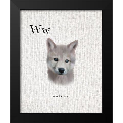 W is for Wolf Black Modern Wood Framed Art Print by Straatsma, Leah