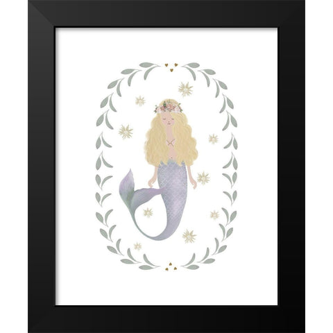 Mermaid Garland Purple Tail Black Modern Wood Framed Art Print by Straatsma, Leah