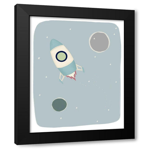 Rocket Ship Black Modern Wood Framed Art Print by Straatsma, Leah