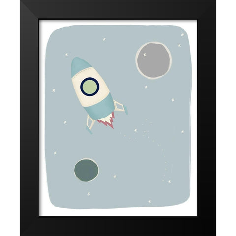 Rocket Ship Black Modern Wood Framed Art Print by Straatsma, Leah