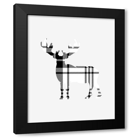 Tartan Deer Black Modern Wood Framed Art Print with Double Matting by Straatsma, Leah