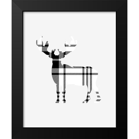 Tartan Deer Black Modern Wood Framed Art Print by Straatsma, Leah