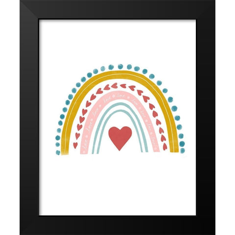 Happy Heart Rainbow Black Modern Wood Framed Art Print by Straatsma, Leah