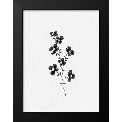 Black Watercolor Florals Black Modern Wood Framed Art Print by Straatsma, Leah